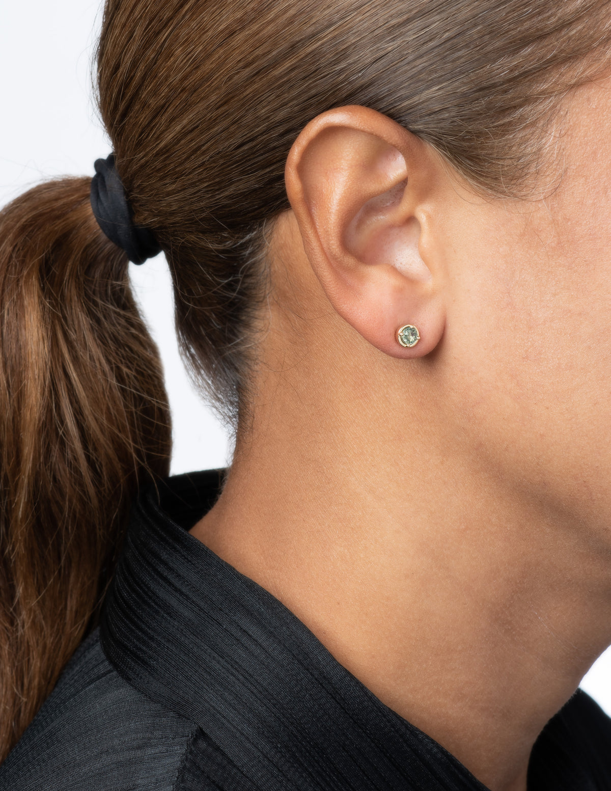 Green Sapphire Dot Studs
