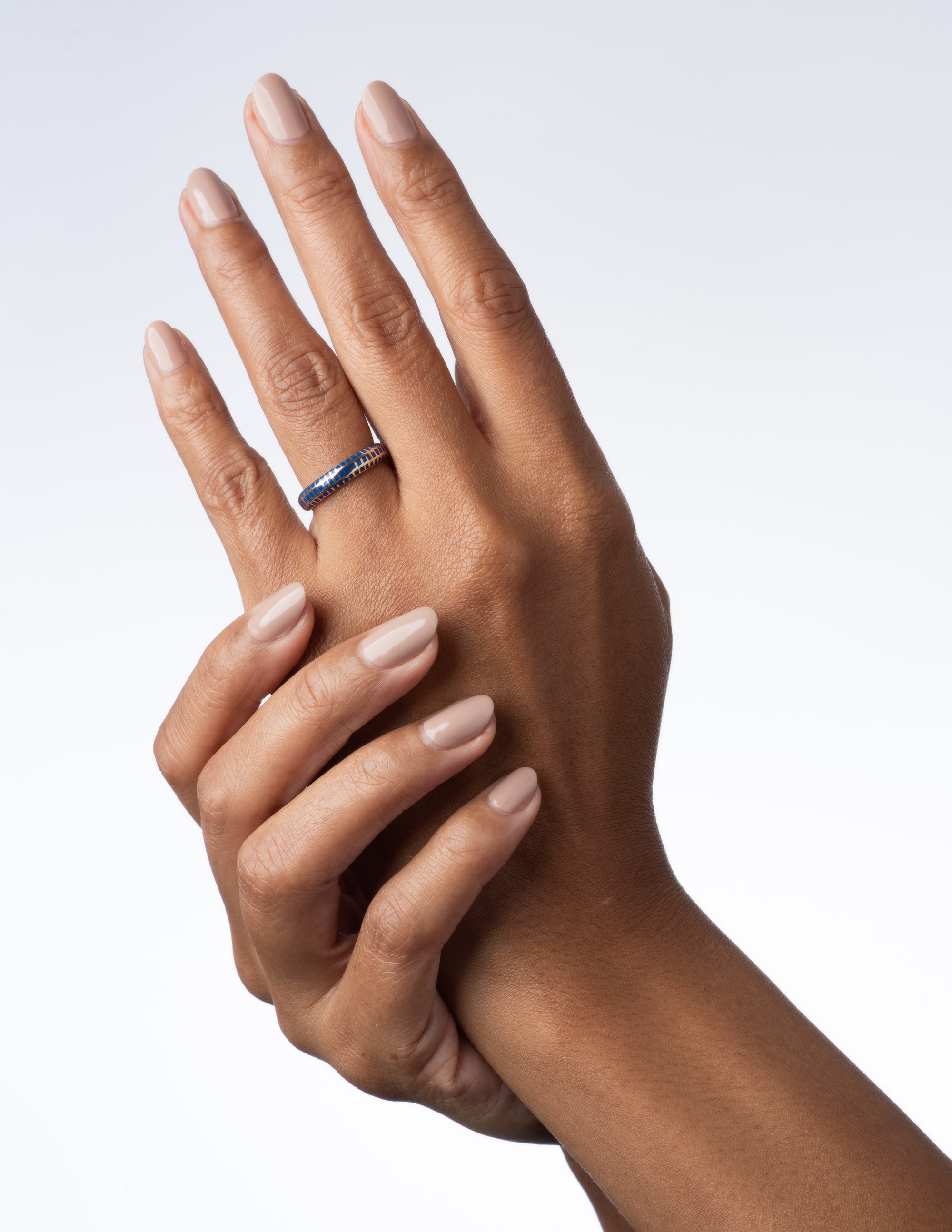 Blue Checkered Enamel Band