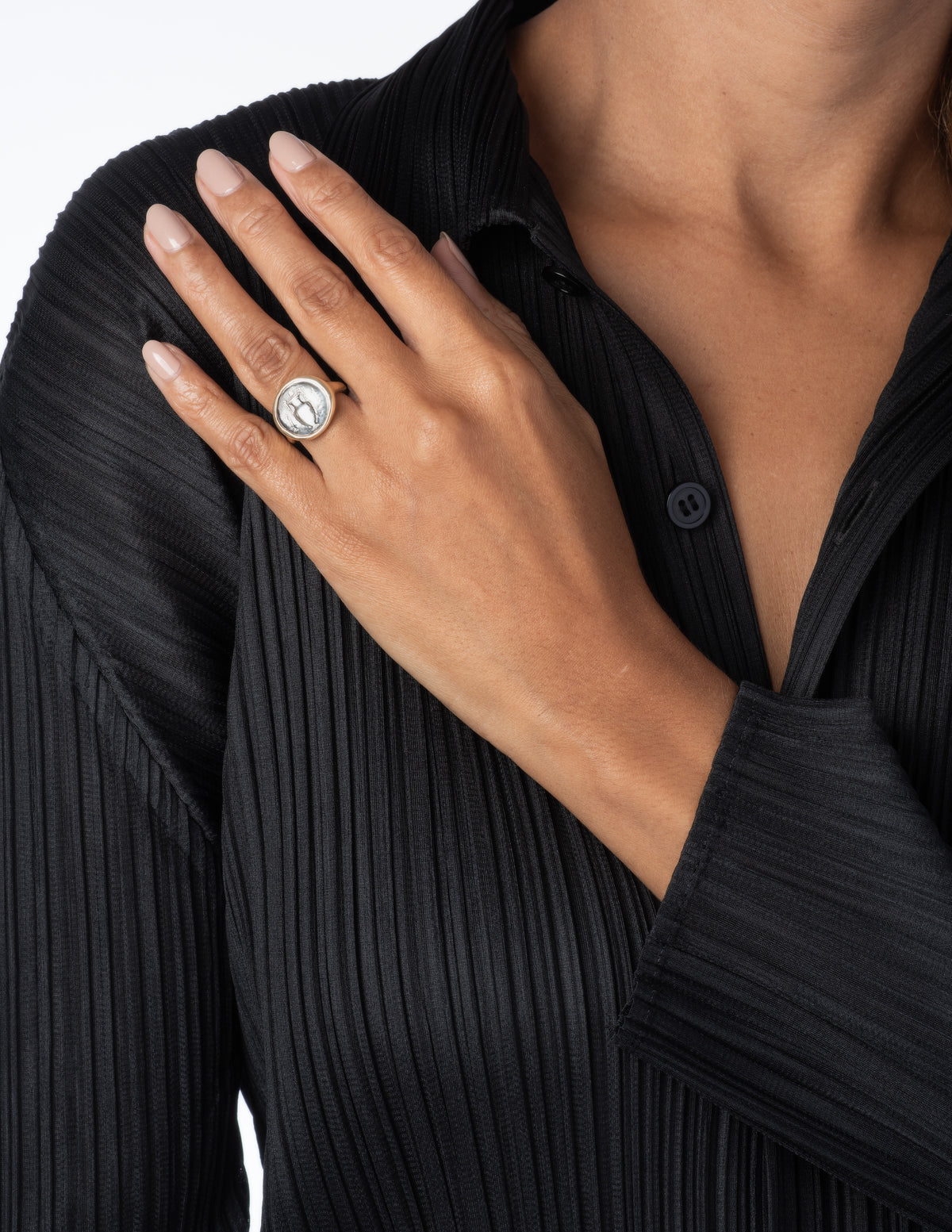 Urn Coin Ring in Gold and Sterling Silver