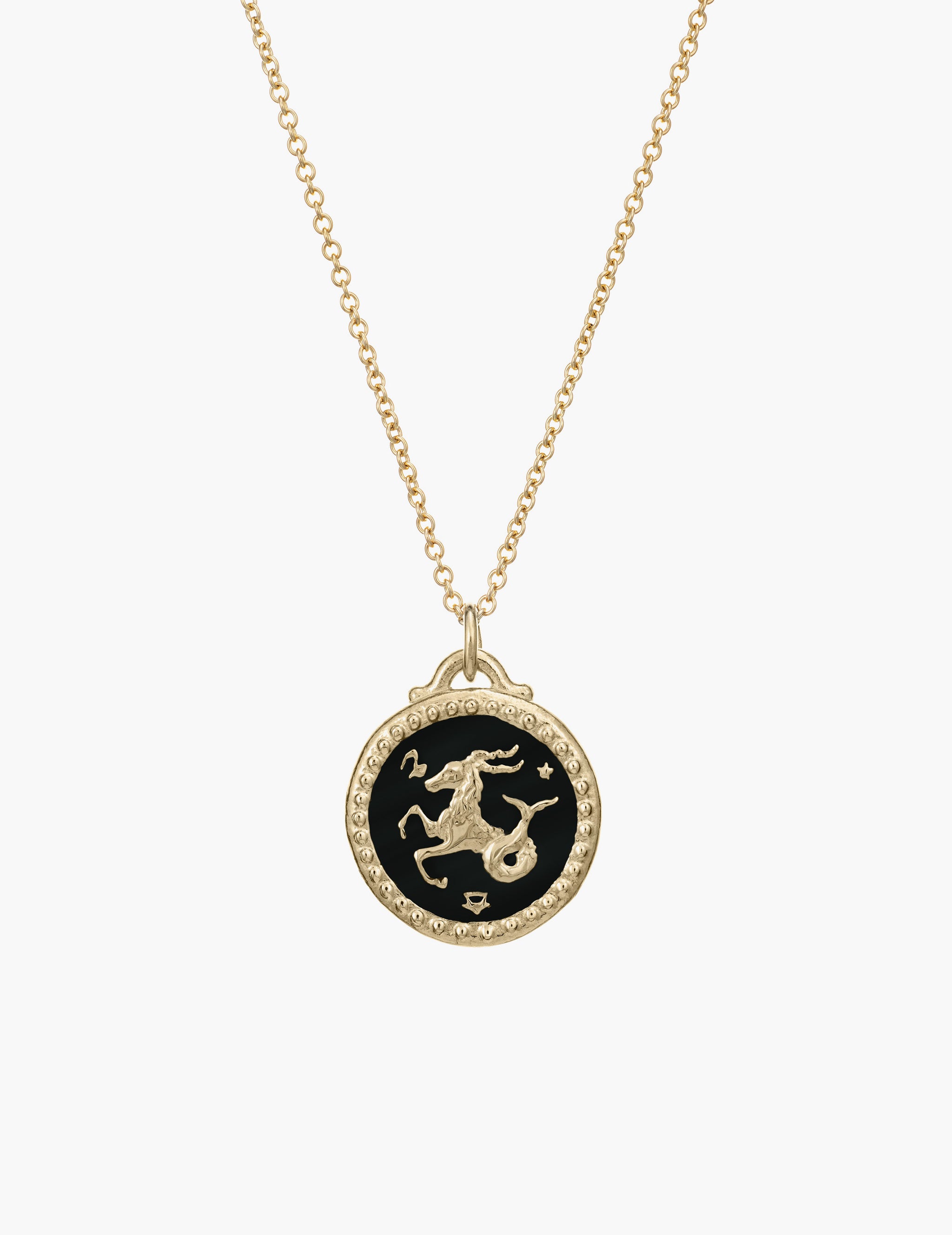 Yellow Gold Capricorn Zodiac Sign Pendant Necklace