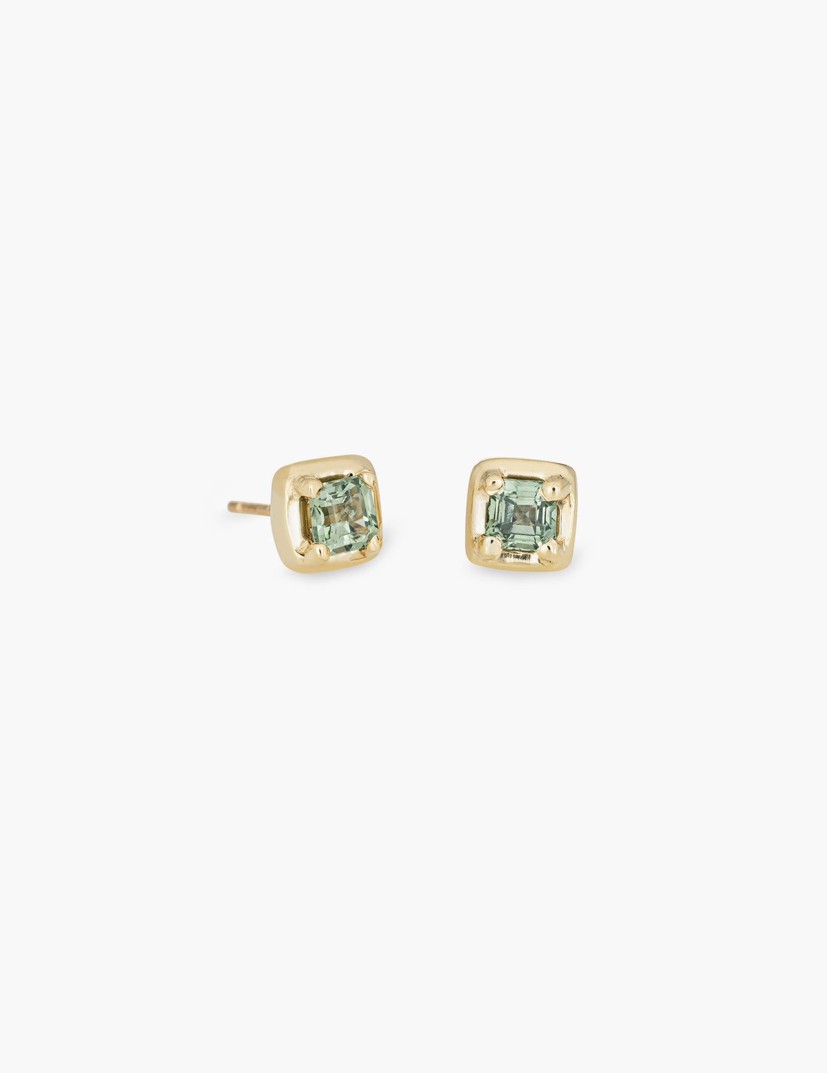 Green Sapphire Square Studs