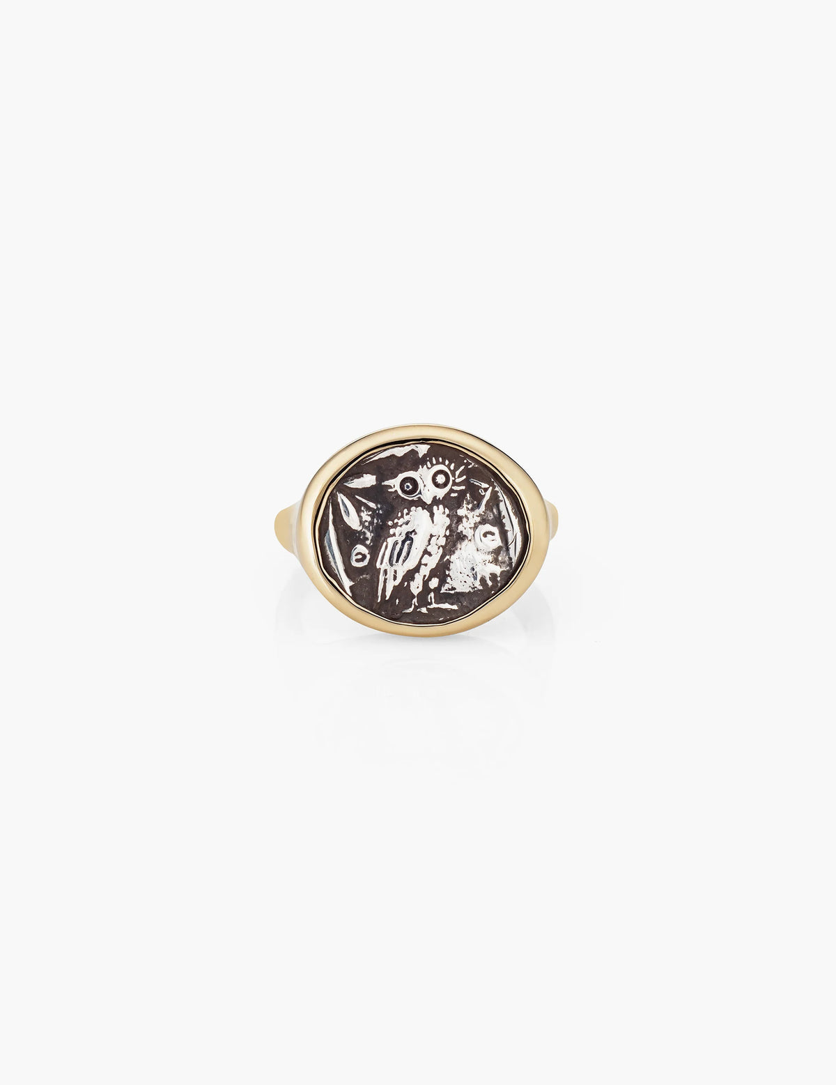 Owl of Athena Coin Ring in Gold and Sterling Silver