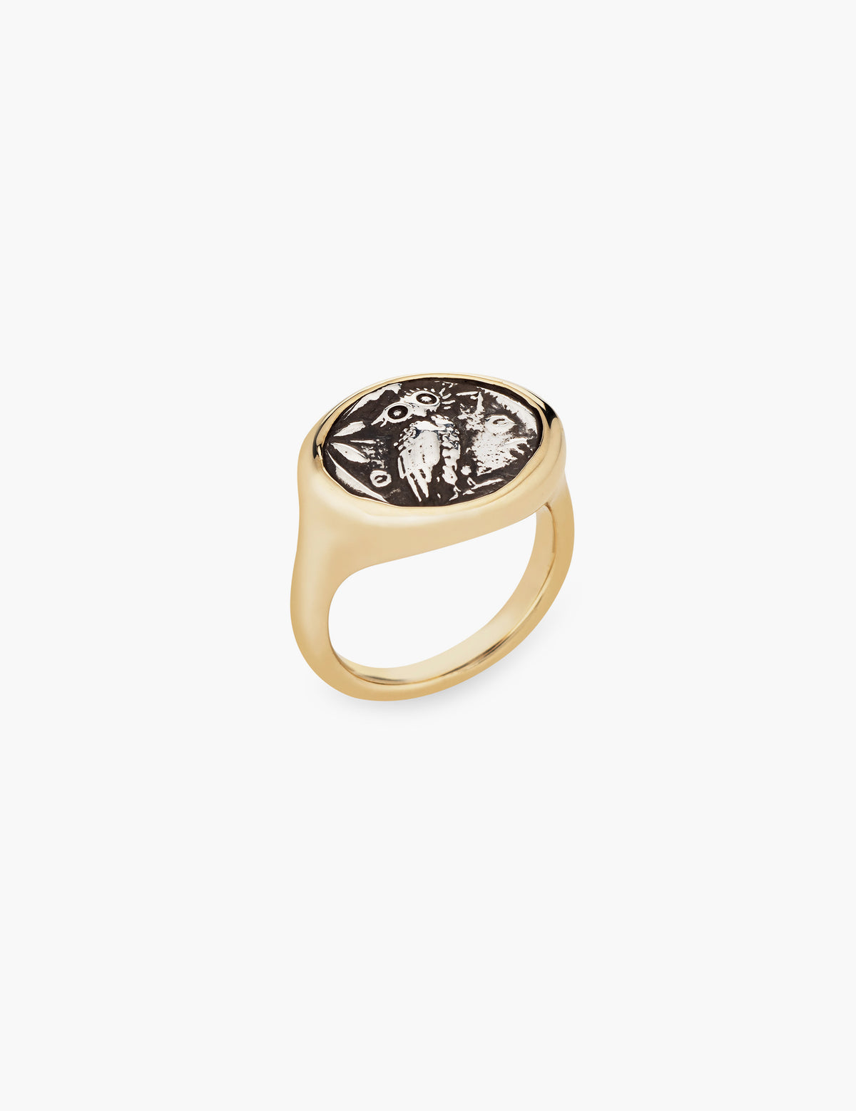 Owl of Athena Coin Ring in Gold and Sterling Silver