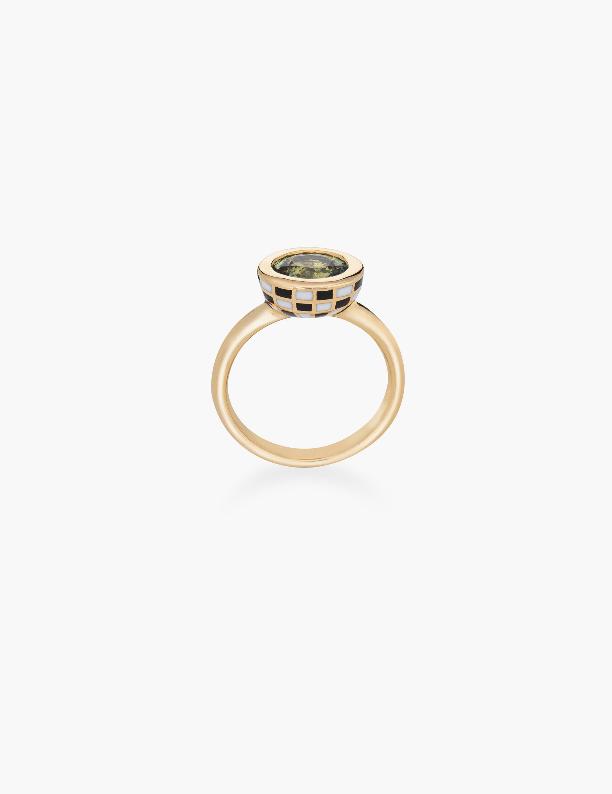 Green Sapphire Chessboard Ring