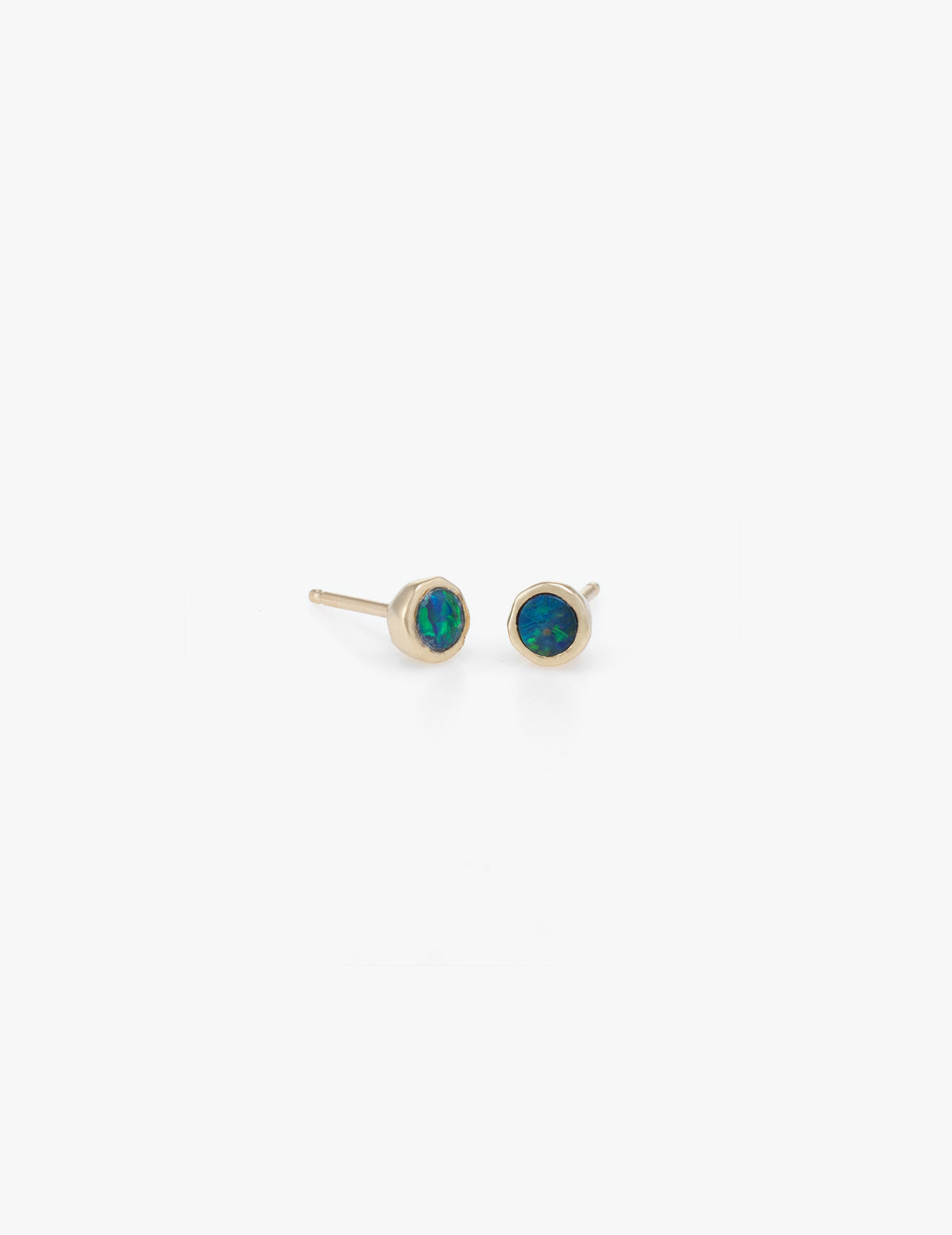 Tiny Dot Studs in Blue Opal