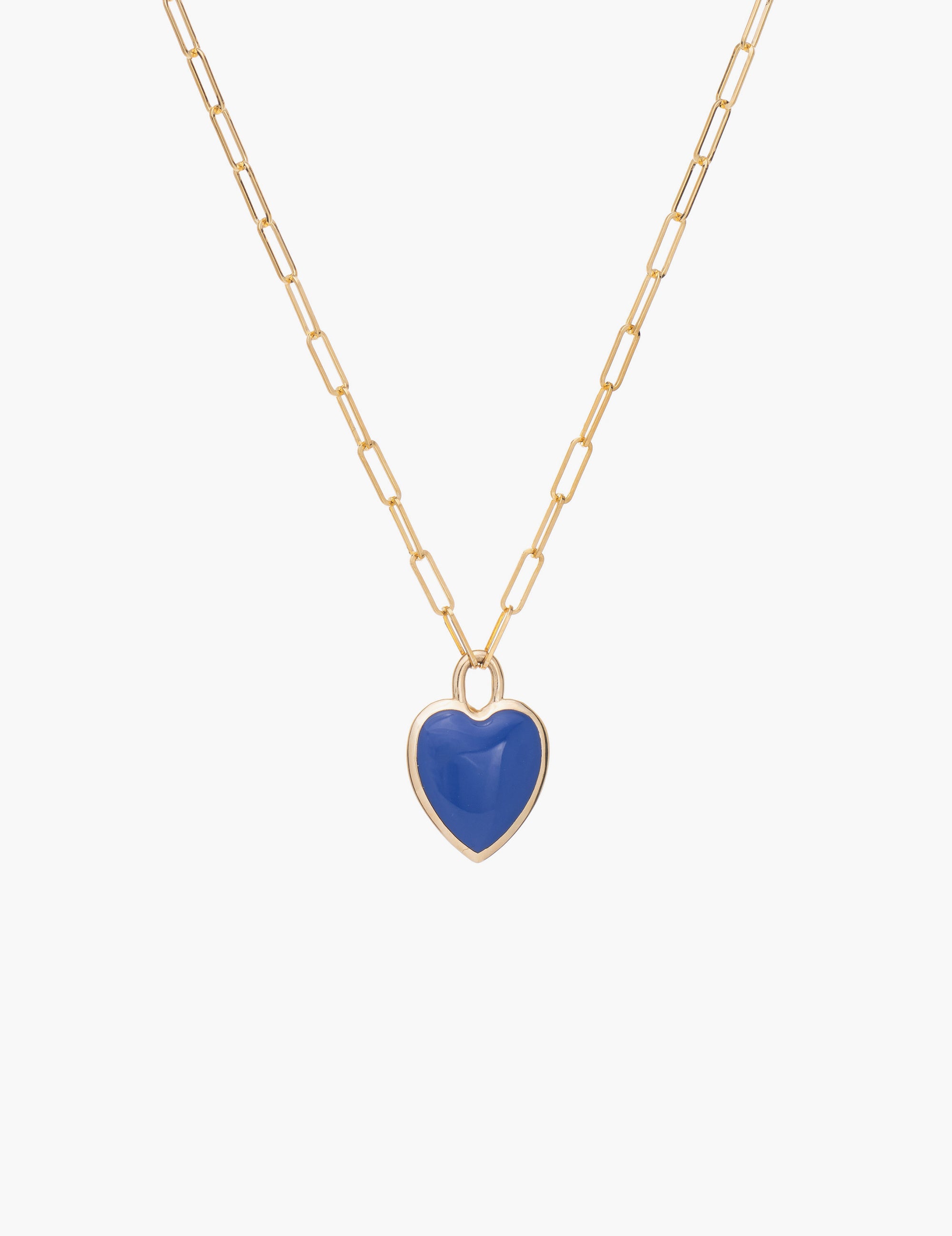 Blue Enamel Heart Necklace