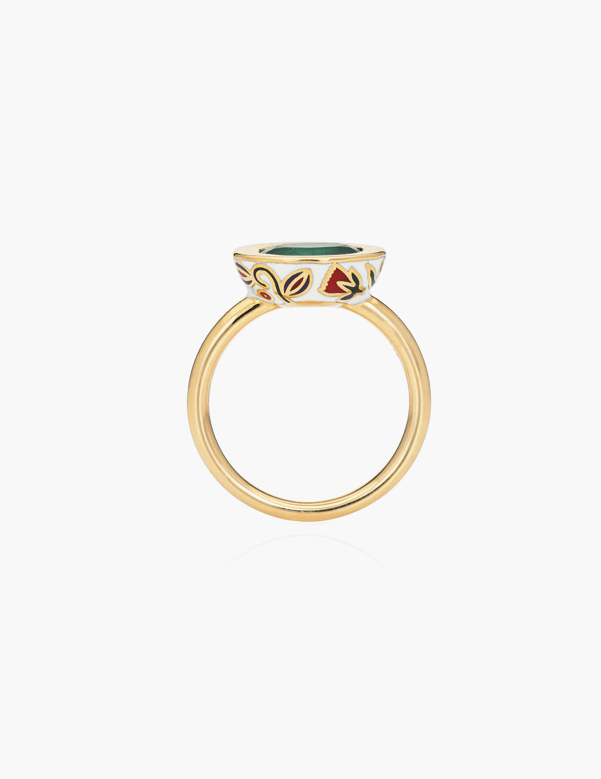 Emerald Flower Enamel Ring