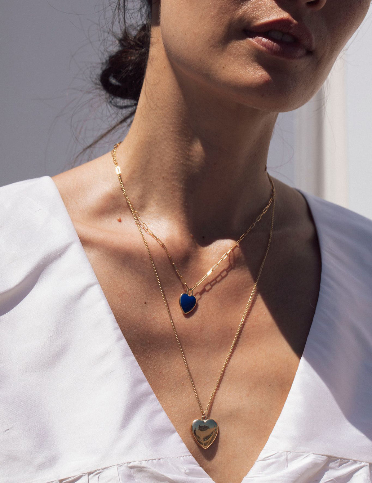 Blue Enamel Heart Necklace