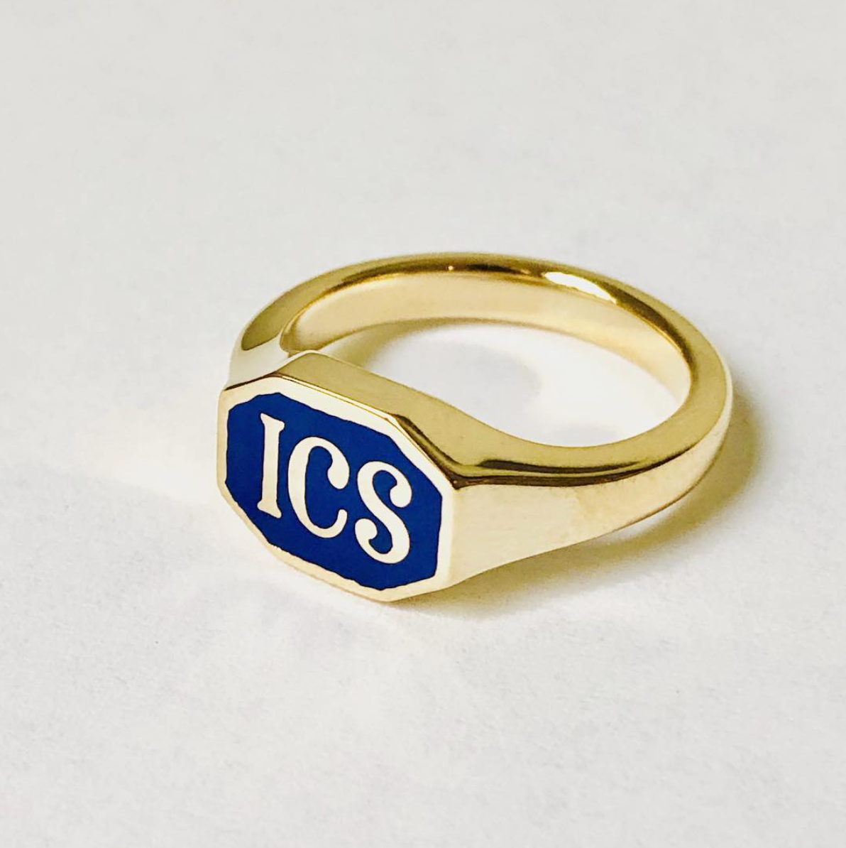 Custom Signet Ring with Enamel 14k