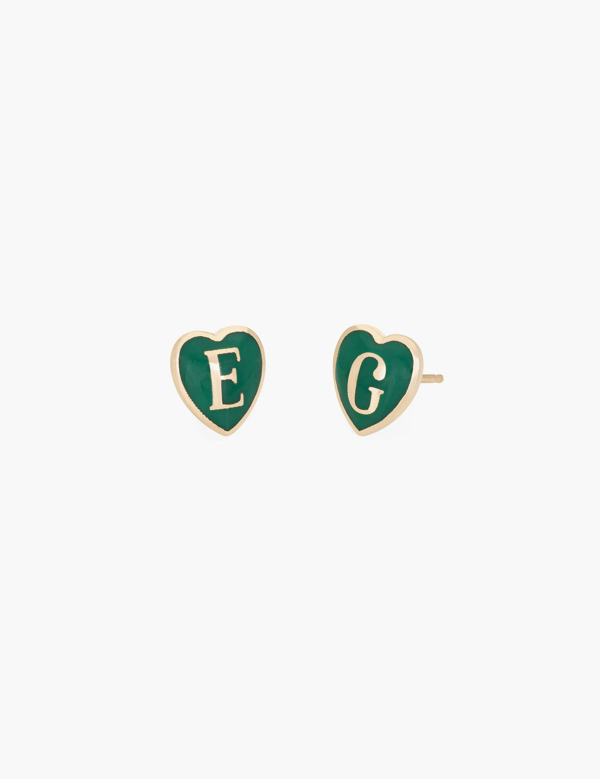 Enamel Heart Initial Earrings