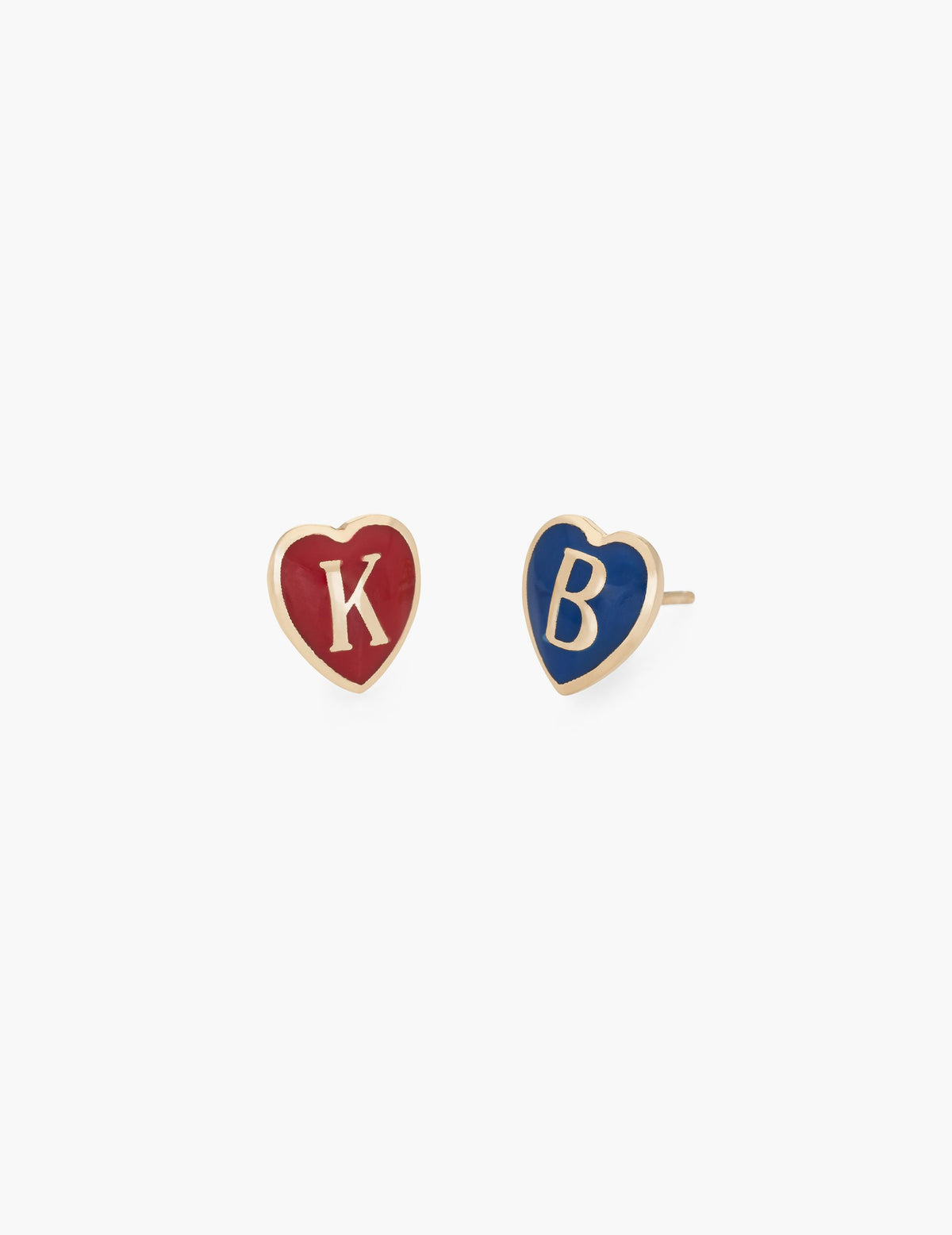 Enamel Heart Initial Earrings