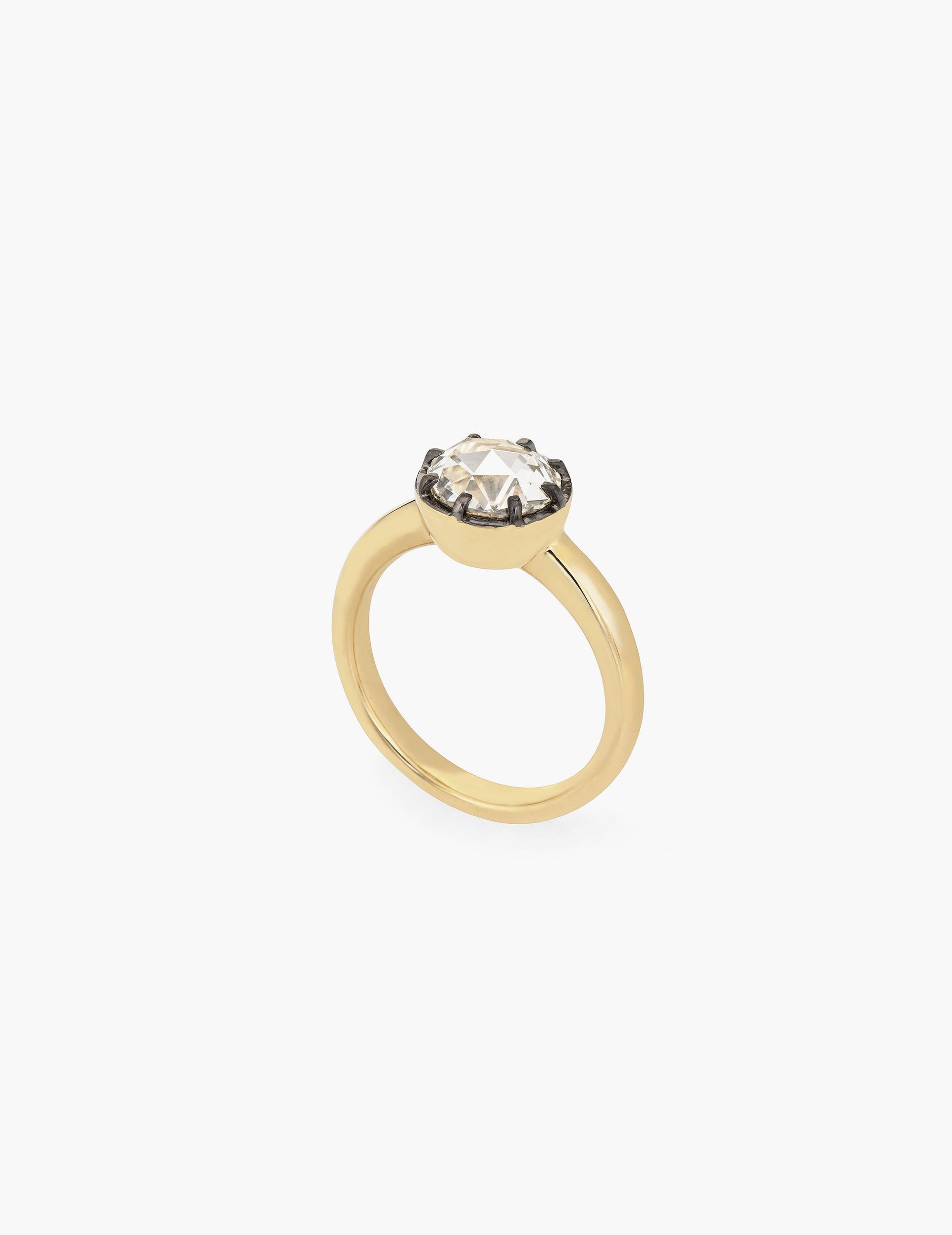 Rose Cut Diamond Ring with Black Rhodium