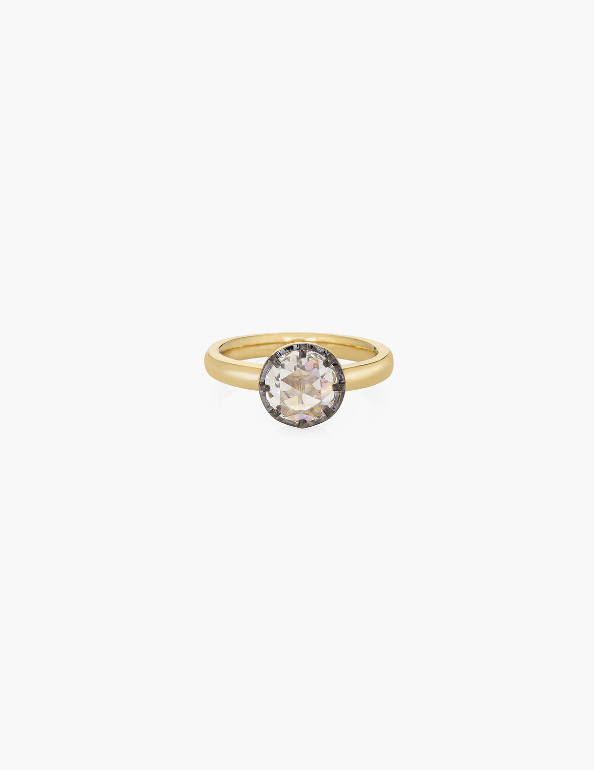 Rose Cut Diamond Ring with Black Rhodium